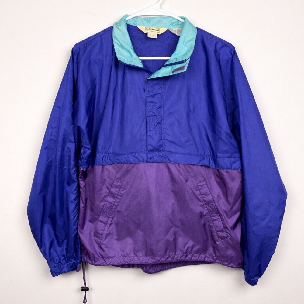 LL Bean‎ Anorak Windbreaker Jacket Mens Small Blue Purple Vintage 90s Gorpcore